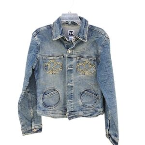 Honee Embroidered Blue Denim Jacket Size L